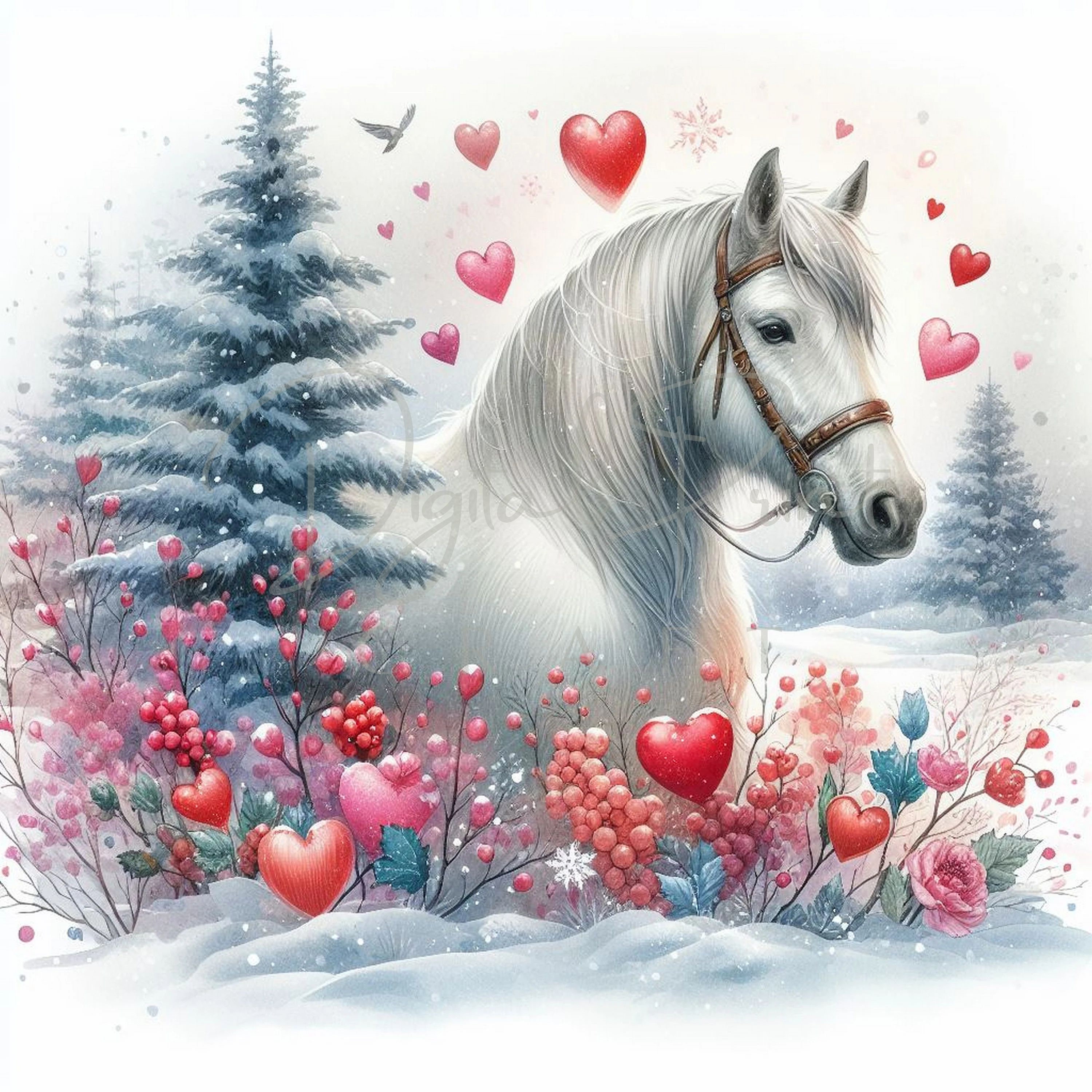 Valentine Horse Clipart, 20 JPG Valentines Day Clipart, Valentine ...