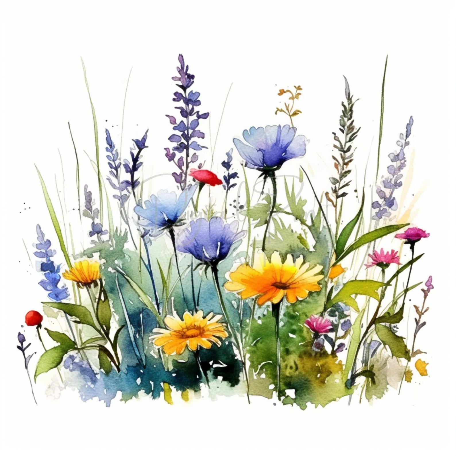 Wild Floral Clipart Wildflowers Meadow - 12 High Quality Jpgs - Spring ...