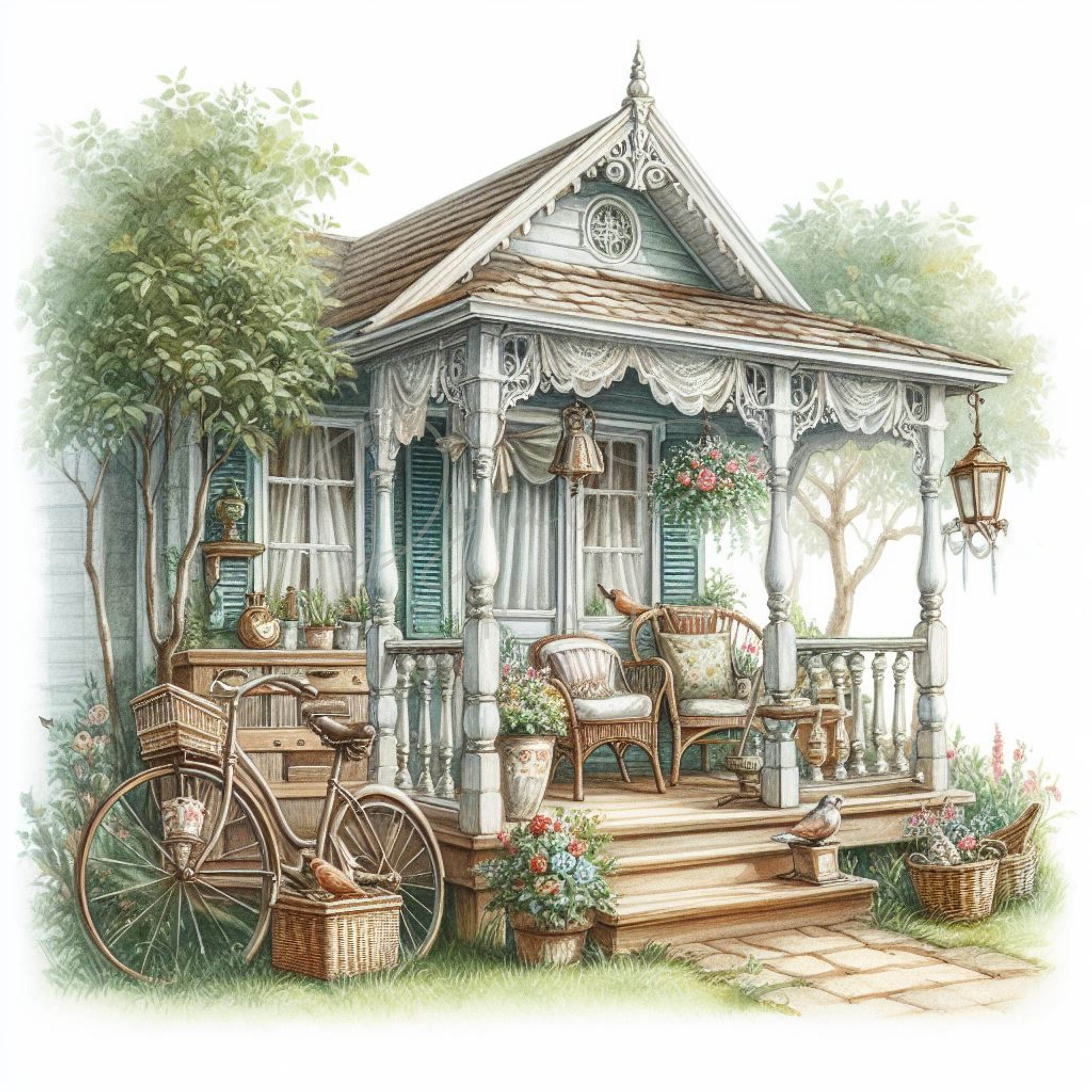 Shabby Chic Back Porch Clipart, House Clipart, 12 High Quality Jpgs ...