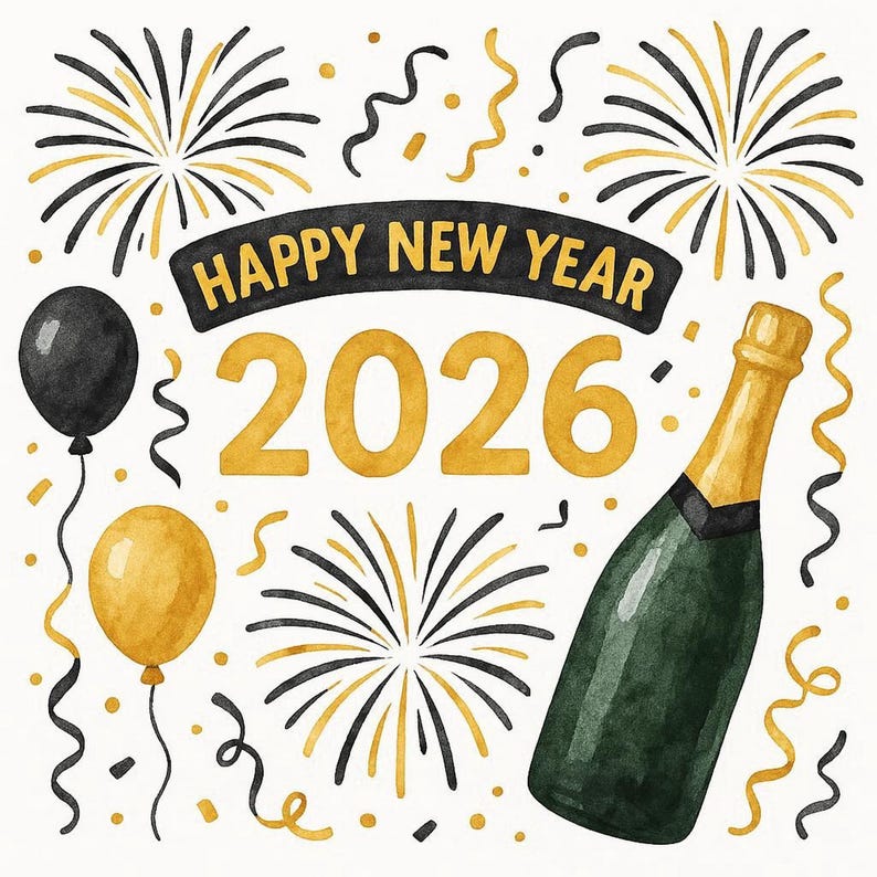AFYHH Servetten oudejaarsavond tafeldecoratie 40 stuks Happy New Year papieren servetten oudejaarsavond decoratie 33 x 33 cm zwart gouden servetten voor Nieuwjaar feestdecoratie