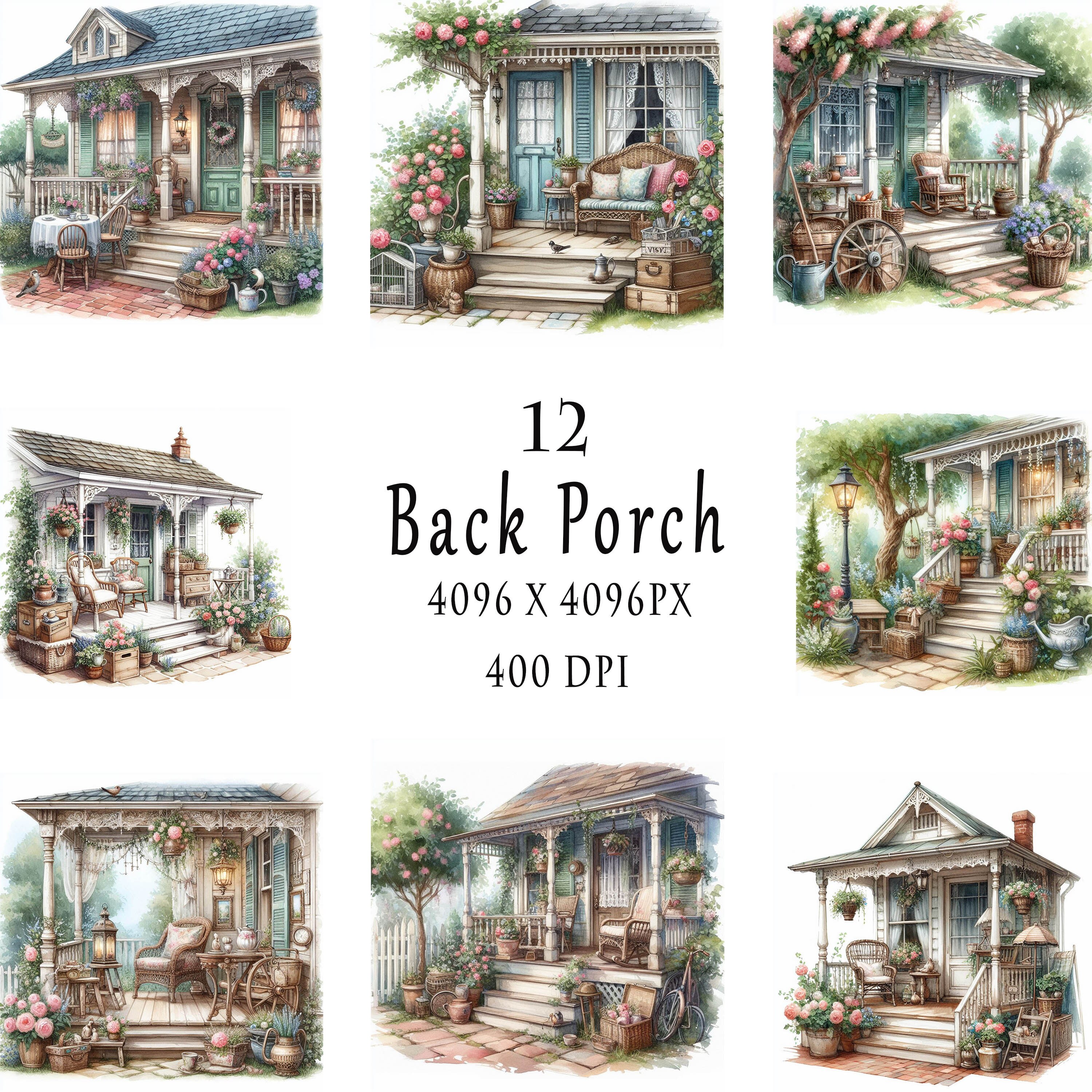 Shabby Chic Back Porch Clipart, House Clipart, 12 High Quality Jpgs ...