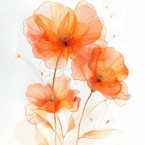 Abstract Elegant Flower Art Clipart, Colorful Bright Floral, 10 JPG, Printable Watercolor clipart,Digital download,Paper craft,junk journals image 9