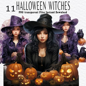 Halloween Witch Clipart, Fantasy Magic Witch, Magic Witch clipart PNG, Witches PNG, commercial use, Scrapbook, Junk Journal, Paper Crafts