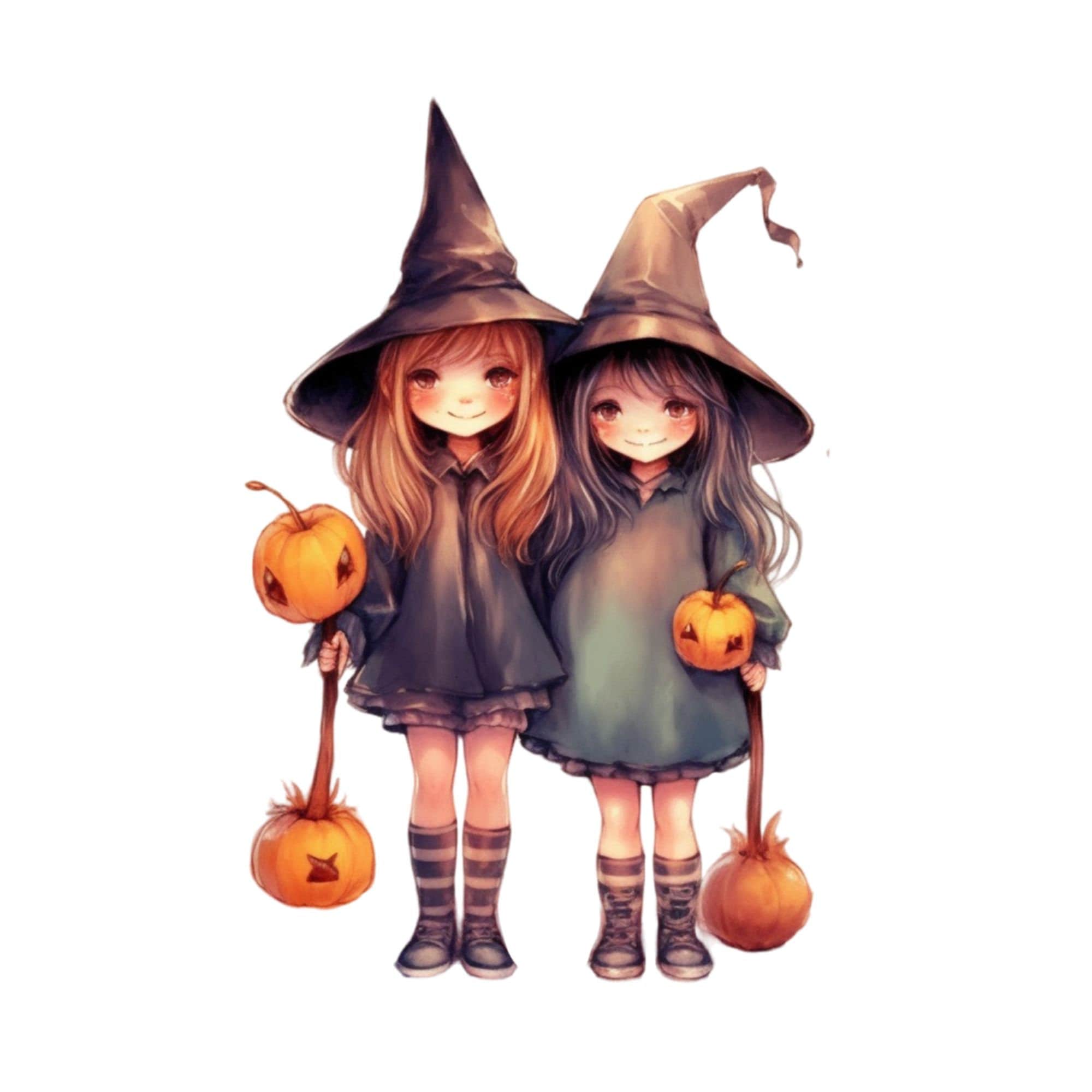 Watercolor Witches PNG Transparent Clipart Bundle Witch - Etsy