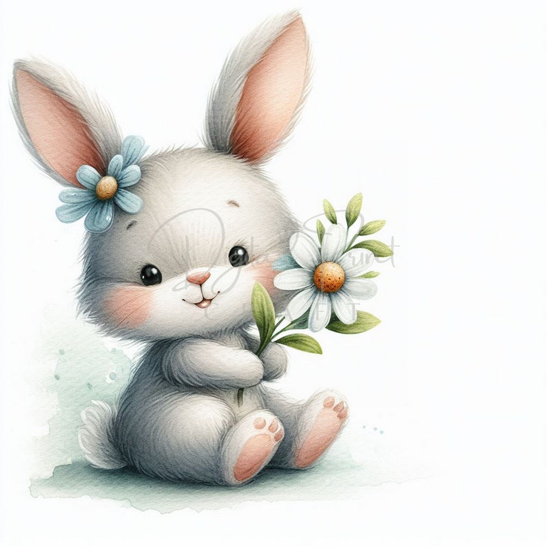 Bunny Spring Flowers 16 High Quality Jpgs Bouquet Clipart Junk