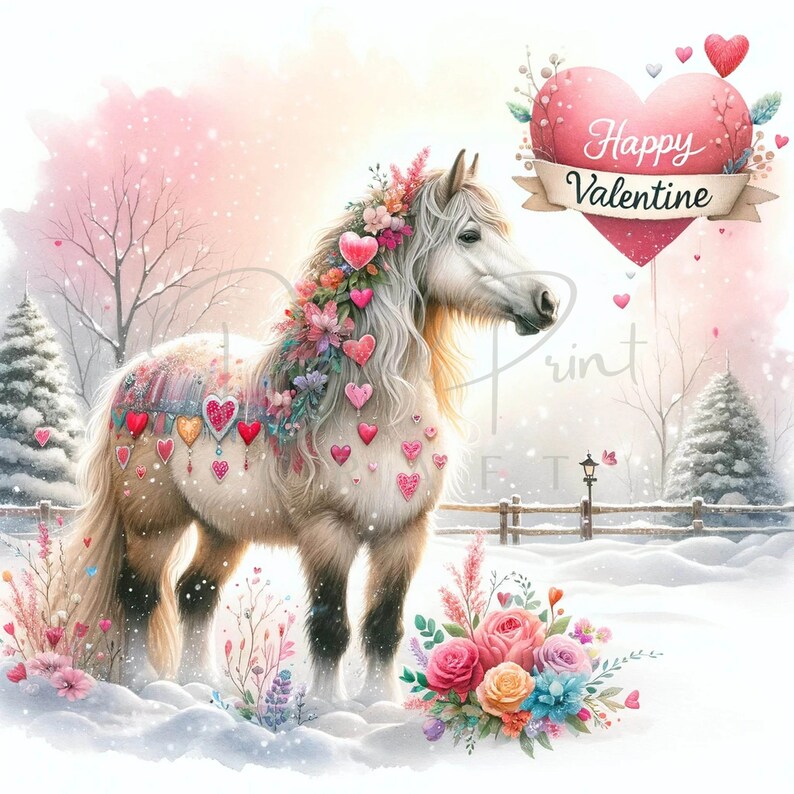 Valentine Horse Clipart, 20 JPG Valentines Day Clipart, Valentine ...
