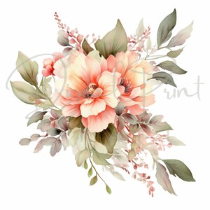 Watercolor PNG transparent Spring Floral Bouquets Clipart - 10 High Quality Wild Flowers PNG File -  Instant Download for Commercial use