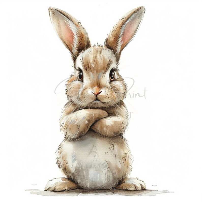 Rabbit Seriously Quirky Whimsical Bunny Clipart, Shabby Chic Rabbit, 12 Jpgs, Printable ...