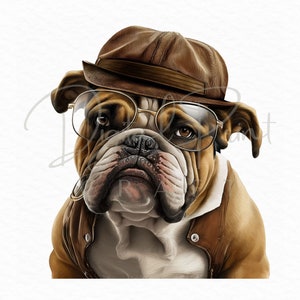 Bulldog PNG transparent Clipart Illustration+JPG & SVG Files 12 Images -Digital Download-Card Making,Digital Paper Craft, Watercolor Clipart