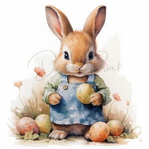 Kaninchen Osterzeit - 16 hochwertige JPGs - Bunnie Clipart, Osterhase Clipart, Junk Journaling, kommerzielle Nutzung, digitaler Download