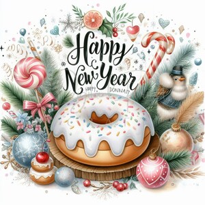 Happy New Year 2024 Donate Clipart - 16 High Quality JPGs, Digital Paper Crafting, Digital Planner, Apparel, Watercolor, Digital Download