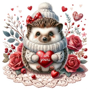 Valentine Hedgehog Clipart, 15 JPG Valentines Day Clipart, Valentine Animal Clipart, Wedding Clipart, Instand Download Commercial Use