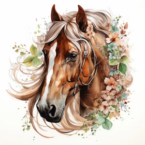 Blumen Pferd - 13 hochwertige JPGs - Blumen Pferd Clipart, Oster Clipart, Junk Journaling, kommerzielle Nutzung, digitaler Download