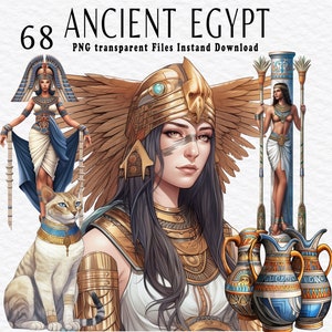 68 PNG Watercolor Ancient Fantasy Egypt Clipart, Egypt digital journal, Egypt Goddes, Egypt png clip art bundle, digital download png.