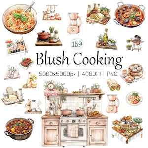 Watercolor Cooking Clipart Bundle – PNG Digital Download,Hand-Drawn Kitchen Utensils,Ingredients, and Cooking Elements for Creative Projects
