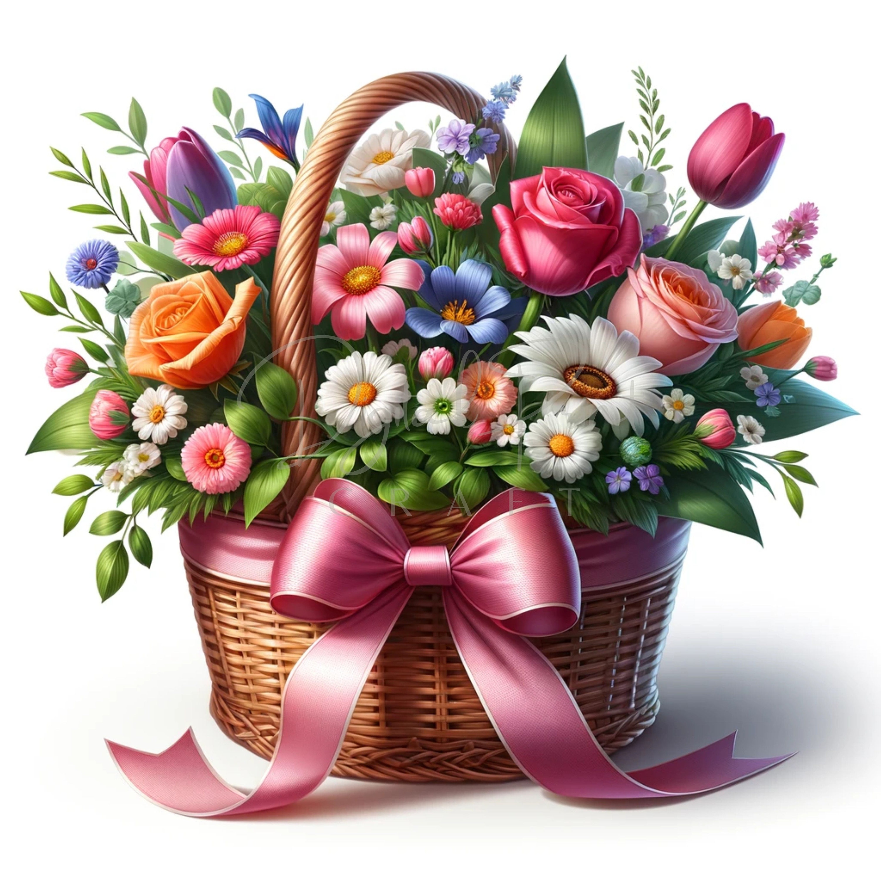 Mothers Day Flower Clipart, Basket Clipart, 19 High Quality Jpgs ...