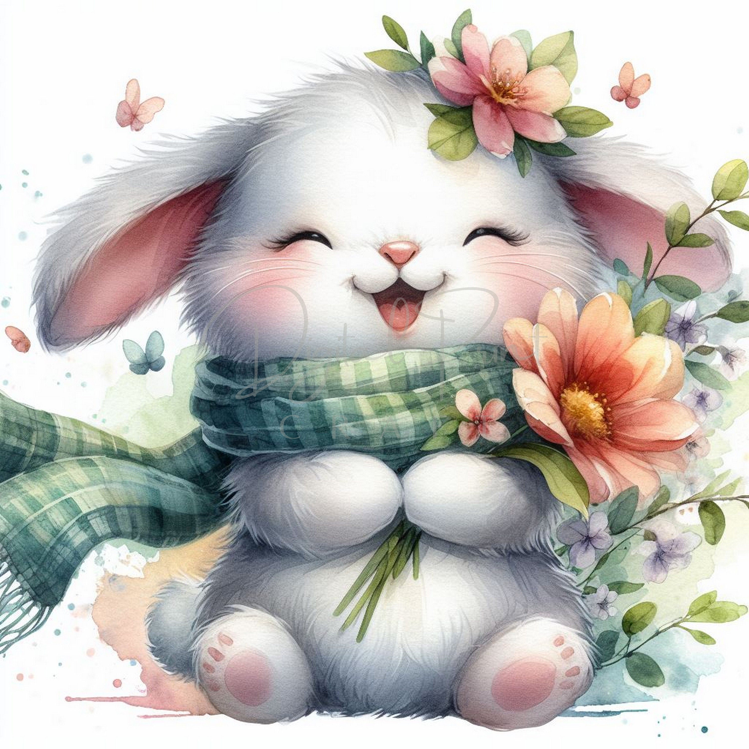 Bunny Spring Flowers 16 High Quality Jpgs Bouquet Clipart Junk