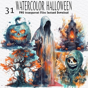 31 Halloween PNG transparent Clipart Bundle | 31 Halloween PNG Files Digital Instant Download for Commercial Use
