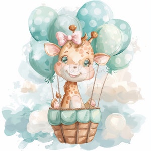 12 Plushy Baby Giraffe Clipart, Sweet Nursery Animal, Watercolor JPG, Ideal For Postcards, Childroom, Wall Art, Digital Printable Art