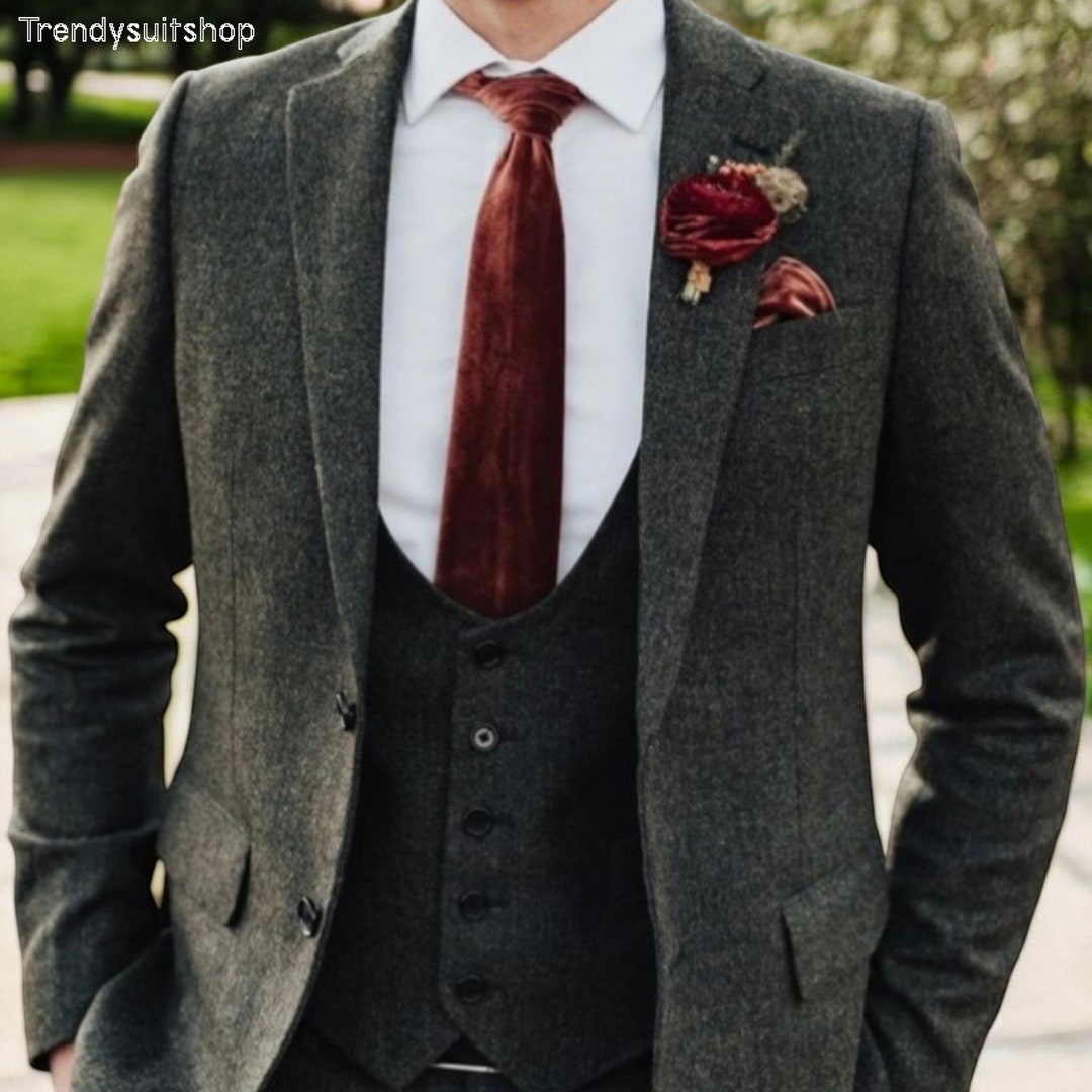 Groom Wedding Suit Men Wedding Suits Suit for Groom Tweed Wedding