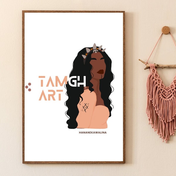 Art Amazigh | TAMGHART - La Femme - blanc| Inspiration Souss Maroc |Affiche murale - Carte postale - Fond d'écran