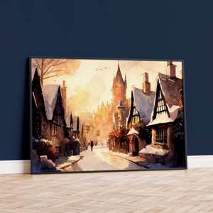 Sunset at Magical Village Premium Matte Paper Poster, Sztuka ścienna, Wydruk artystyczny, Dekoracja ścienna, Wystrój domu