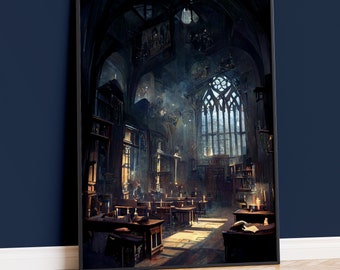 Magical School Classroom Matte Paper Poster, Dark Arts Decor