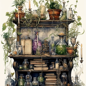 Herbology Station Illustration: Botanical Art Print (Digital Download)