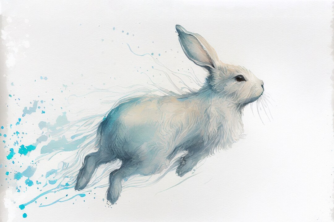 Rabbit Patronus Illustration, Wall Art, Art Print, Digital Download
