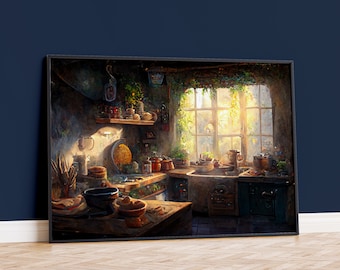 Kitchen of The Burrow Art Print: Magical Home Decor