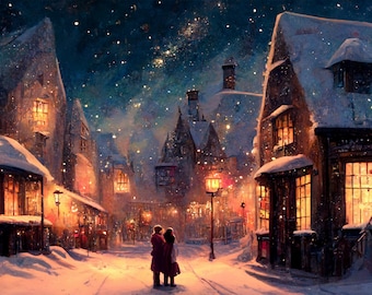 Magical Village Valentine's Day Art Print (Digital Download)