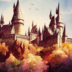 Magical Castle Fall Art Print: Fantasy Wall Decor (Digital Download)