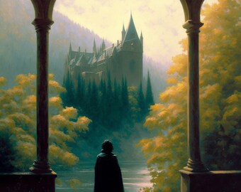 Magisch kasteel Art Print: professor illustratie (digitale download)