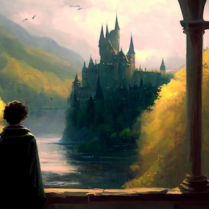 Impressão artística do Castelo Mágico: Ilustração da Escola de Magia (Download digital)
