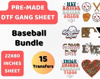 PreMade DTF Gang Sheet Baseball Bundle | Play Baseball | Players | DTF Transfer | Direct to film transfer | Ready to press |DTF Bundle|22x80