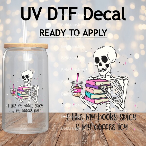 UV DTF I Like My Books Spicy  Decal/Sticker | Cup Decal | Laptop Decal | Ready to Apply Permanent | No Heat Req'd | Waterproof | 4'' Wide