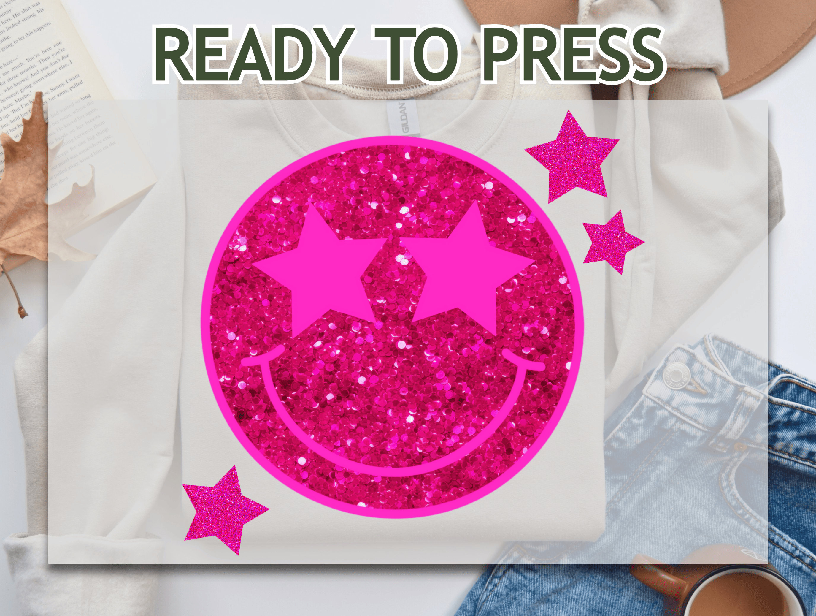 Heat Transfer Designs Ready to Press Girl Buns With Glitter 