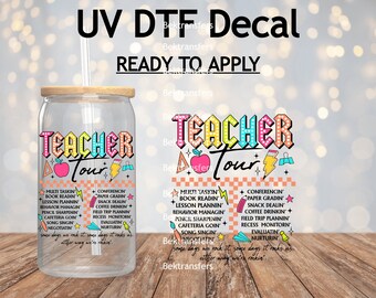 UV DTF Teacher Tour Decals / Teaching Stickers | Cup Decal | Laptop Decal | Ready to Apply Permanent | No Heat Req'd | Waterproof | 4'' Wide