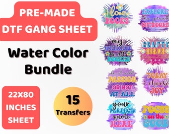 PreMade DTF Gang Sheet Water Color Bundle | Color With Water | DTF Transfer | Direct to film transfer | Ready to press | DTF Bundle | 22x80