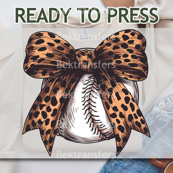 DTF Transfer, Ready to Press, T-shirt Transfers, Heat Transfer, Direct to Film, Trending DTF, Animal Print Bow And Baseball