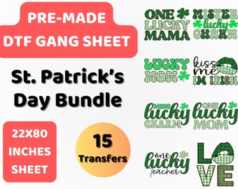 PreMade DTF Gang Sheet St. Patrick's Day Bundle |St. Patrick's| DTF Transfer | Direct to film transfer | Ready to press | DTF Bundle | 22x80