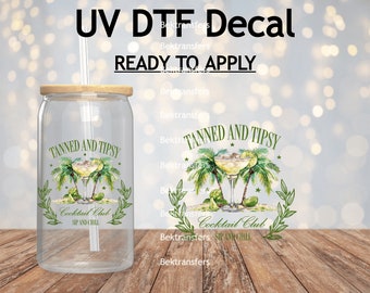 UV DTF Tanned & Tipsy Decals / Trending Sticker | Cup Decal | Laptop Decal | Ready 2 Apply Permanent | No Heat Req'd | Waterproof | 4'' Wide