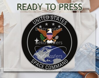 DTF Transfers, Ready to Press,  T-shirt Transfers,  Heat Transfers,  Direct to Film,  United States Army Logos,  United States Space Command