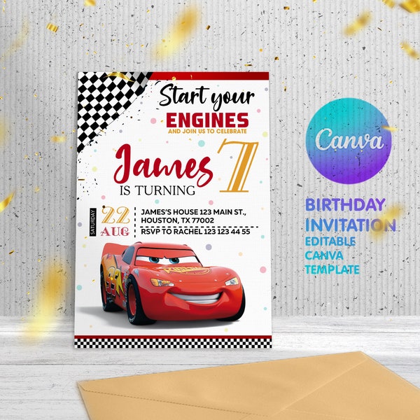 Printable Lightning Mcqueen Card - Etsy