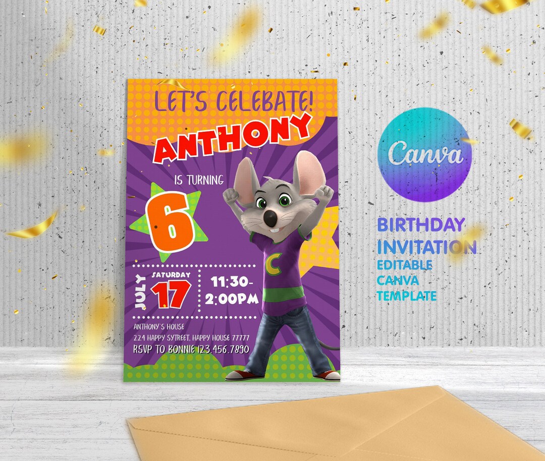 Chuck-e-cheese Editable Invitation, Printable Birthday Invite, Mouse ...