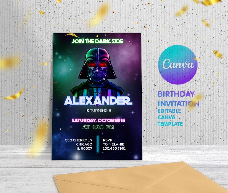Editable Invitation, Printable Birthday Invite, Instant Download, Wars ...