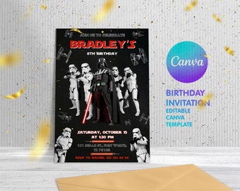 Star Wars invitation, Instant Download stormtrooper invitation, Printable Birthday starwars Invitation, darth vader invite