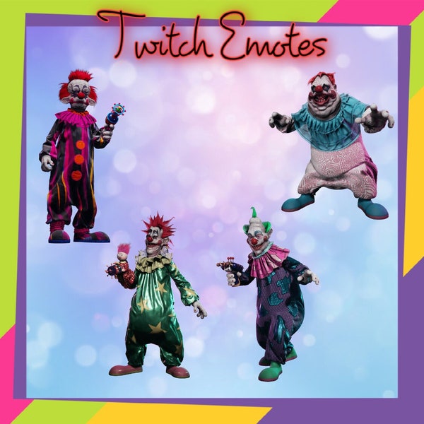 Killer clowns emotes, twitch emotes, discord emotes, streamer emotes,  creepy emotes, scary emotes, horror emotes