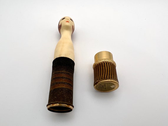 1961 Revlon ‘Couturine’ lipstick doll - unused novelty lipstick case. Mod cosmetics vintage lipstick collectible item.  View 3
