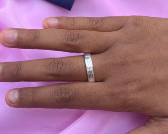 Striped Men&#39;s, Women&#39;s Wedding Ring, Eternity Wedding Ring, Slightly Comfort Fit Men&#39;s Wedding Ring, Solid 925 Sterling Silver Men&#39;s Rings